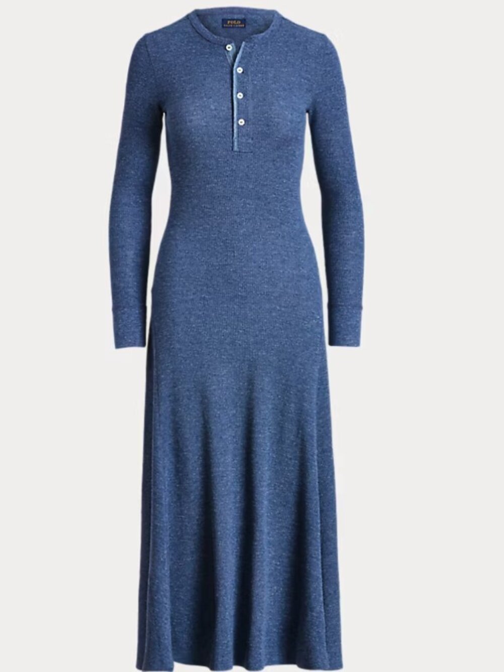 POLO RALPH LAUREN BLUE WAFFLE KNIT DRESS WITH ARM PATCHES MEDIUM NWOT